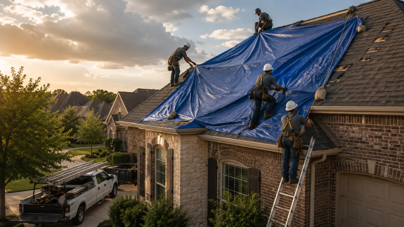 Roof repair fixing storm and hail damage in Dallas